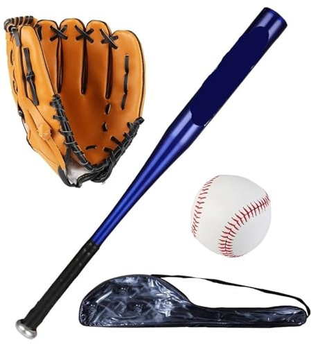 Guante de Béisbol Juego de Bate béisbol Aluminio 25 Pulgadas, Ideal for práctica bateo softbol con Guante y Pelotas(Blue)