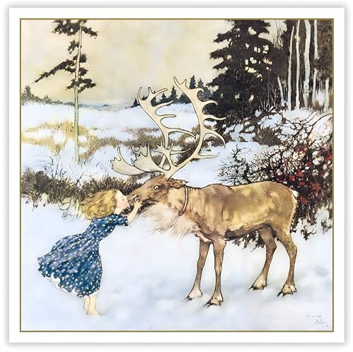 Vintage Gerda und das Rentier Weihnachten Karten 5 Karten und Umschläge
