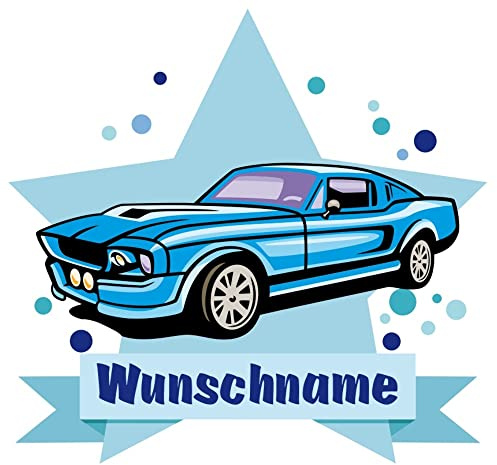 Samunshi® Blaues Auto Aufkleber mit Namen Autoaufkleber Namensaufkleber Kinder - 20x17,5cm mehrfarbig