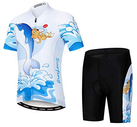 Weimostar Radtrikot Set Kinder Radtrikot Shorts Anzüge Kinder MTB Mountain Road Tops Mädchen Jungen Fahrrad Renn Trikot Fahrradbekleidung Sommer atmungsaktiv schnell trocken Blau Schwarz Größe XXL