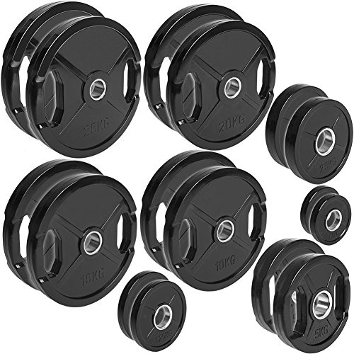 C.P. Sports Olympiascheiben gummiert 1 Paar Hantelscheiben Ø 50/51mm, 1 Paar 0,5kg - 30 kg Hantelscheibe, Bumper Plates, Gewichte für Langhantel mit Grifflöchern