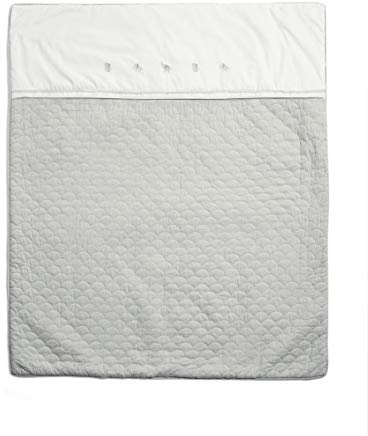 Mamas & Papas Welcome To The World 100% Cotton Cosy Quilt/Coverlet, Machine Washable, 2.5 Tog, W 110 x L 120cm With Embroidered Elephants - White/Grey Elephant