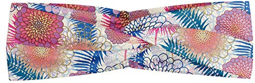 ABAKUHAUS Dahlia Bandeau, Fleurs colorées du Mexique, Serre-tête Féminin Élastique et Doux pour Sport et pour Usage Quotidien, Multicolore