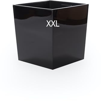 MELTOM Blumentopf Eckig 38,5 cm Hochglanz Schwarz Pflanzkübel mit Einsatz | Spiegelglatte Oberfläche, Innentopf 40 L, Außenmaß 38,5 x 38,5 x 41,5 cm, 53 L Volumen, ohne Abflussloch, innen & außen