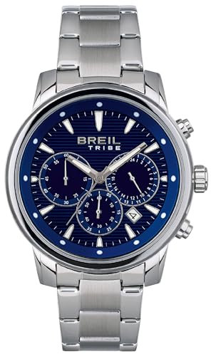 Breil Orologio UOMO CALIBER quadrante MONO-COLORE BLU movimento CRONOGRAFO QUARZO e BRACCIALE ACCIAIO ARGENTO EW0511