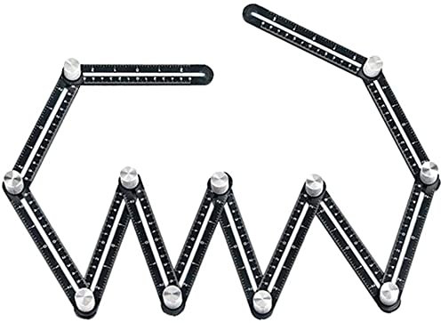 Multi Angle Measuring Ruler, 12-Sides Hole Locator Aluminum Alloy Universal Protractor, Adjustable Floor Tile Glass Woodworking Puncher