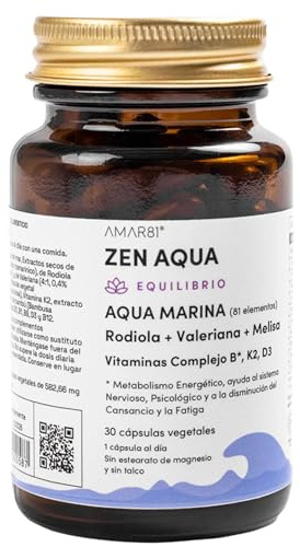 AMAR81 | Suplemento alimenticio natural para el Equilibrio emocional, Estrés y Sueño | ZEN AQUA | 30 caps