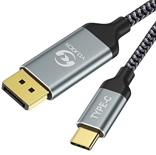 USB C DisplayPort-Kabel 2m [4K@60Hz, 2K@165Hz/144Hz], YOJOCK Thunderbolt 3 zu DP Kabel Typ C auf DisplayPort Kabel - Geflochten, Aluminiumhülse