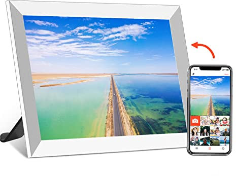 10,1 Tums Digital Bildram, WiFi, 1 GB RAM, 16 GB Minne, 1280x800 IPS-skärm, 250cdm2 Ljusstyrka, Digital Fotoram, Dela Foton och Videor Via App(Vit)