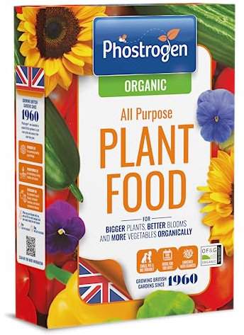 Phostrogen Organic All Purpose Plant Food, 800g - All Purpose Organic Fertiliser - Enriched with Seaweed Extract for Healthy Growth - More Vegetables, Brighter Blooms - Plant Nutrition