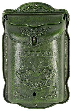 Cassetta delle Lettere con Serratura a Parete Cassetta della Posta in ghisa Residenziale Vintage Design con Stemma (Verde)