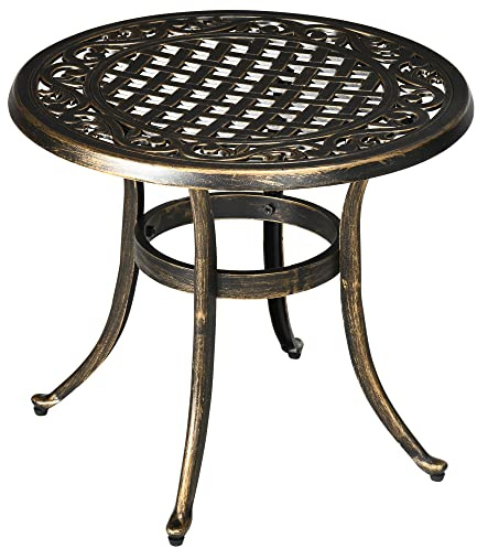 Outsunny Outdoor Garden Table Cast Aluminium, 60 x 60 cm Bronze Tone