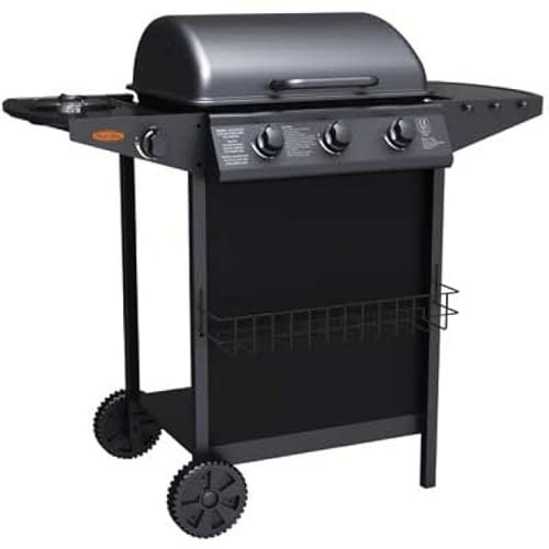 BARBECUE A GAS TRE FUOCHI CON FORNELLONE IDEAL STAR cm 104x55,4x97,7