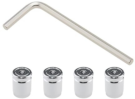 VGOL Lot de 4pcs Capuchons de Tige Valve de Pneu de Voiture en Acier Inoxydable Antivol pour Pneu de Roue avec Clé pour Voiture Bus Camion Moto Vélo, Argent
