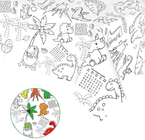 Coloring Tablecloth for Kids,137*274cm Giant Colouring Table Cloth,Paper Tablecloths Dinosaur Rectangular Table Cover for Parties,Art Coloring Educational Tablecloth Party Supplies for Boys Girls