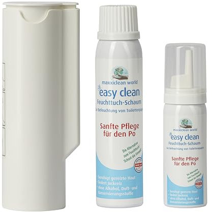 maxxiclean world – easy clean Feuchttuchschaum 100 u. 50ml Kombi Set – Popo Schaum für Toilettenpapier - Ersetzt bis 450 Feuchttücher – Ersatz für feuchtes Toilettenpapier – Dispenser, 100ml u. 50ml