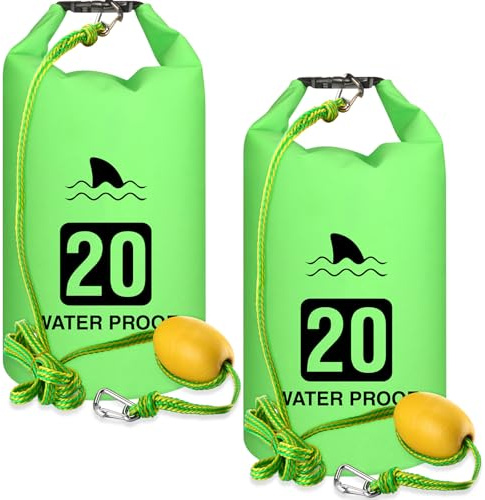 Syhood 2 Set 2 in 1 Sand Anchor and Buoy Kit Floating Anchor Bag Kayak Anchor Waterproof Dry Bag for Lake Beach Boats Watercrafts Hiking Camping Water Sports Surfing Tubing Kayaking (Green)