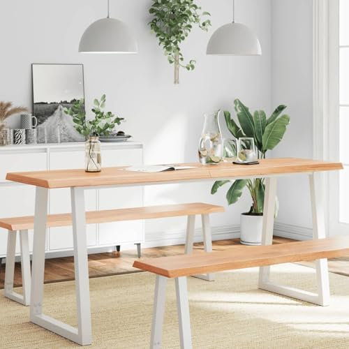 Sufrk Tischplatte 180x40x(2-6) cm Massivholz Behandelt Baumkante Baumkantentisch Waschtischplatte FüR Aufsatzwaschbecken