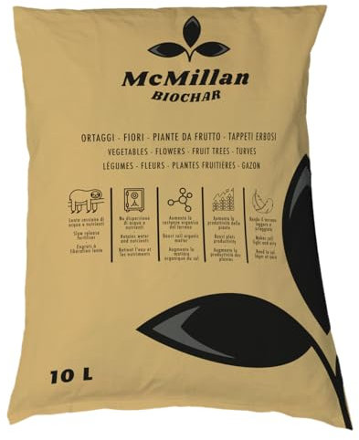 McMillan Biochar 10L | Slow-release Organic Fertilizer, Soil Improver, Drought Combatant, Suitable for 20m² Lawn/Garden or 100L Soil
