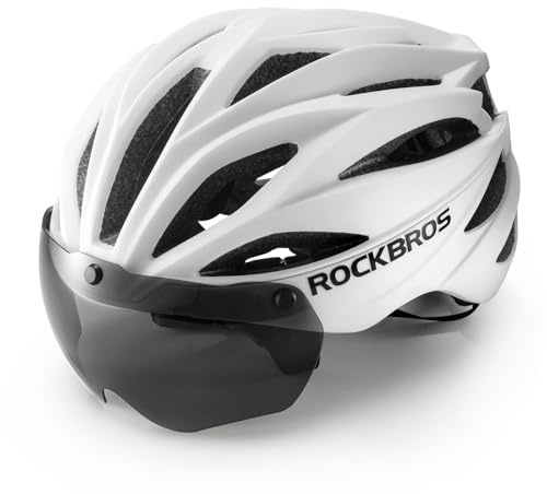 ROCKBROS Fahrradhelm Erwachsene mit Visier Magnetische Abnehmbarer, MTB Helm Atmungsaktiv Radhelm Rennradhelm Einstellbare für Damen und Herren, 58-62cm