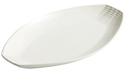 Weißer Fischteller Aus Keramik, Für Gedünsteten Fisch, Gedünsteten Fisch, Meeresfrüchte, Küchengeschirr, Restaurantteller, Familienessen, Picknickparty Im Freien(Size:41.5*24.5*3.5CM,Color:Weiß)