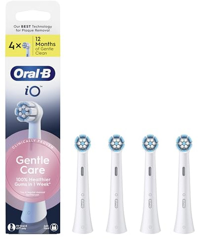 Oral-B iO Gentle Care Serie, authentische runde Ersatzbürsten, geeignet für empfindliches Zahnfleisch, 4 Stück