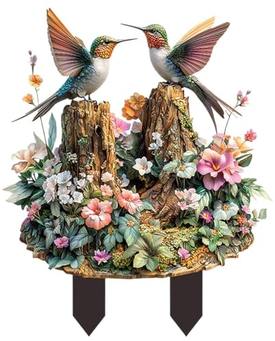 Chaies Kolibri-Gartenstecker, Kolibri-Pflanzenstecker | ativer 2D-Gartenstecker aus Acryl | Gartenstecker, Ative Kunst-Rasenation für Topfpflanzen, Outdoor-Frühlingsation