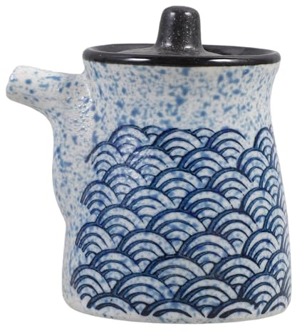 MAGICLULU Japanischer Keramik Essigspender 200ml Blau für Saucen | Keramik, Japanischer Stil, für Öl und Dressings, als Geschenk die Arbeitsplatte