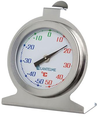 Lantelme Termómetro para frigorífico y congelador, acero inoxidable, temperatura de -50 hasta +50 °C, termómetro analógico compacto para un control preciso de la temperatura, para colocar o colgar