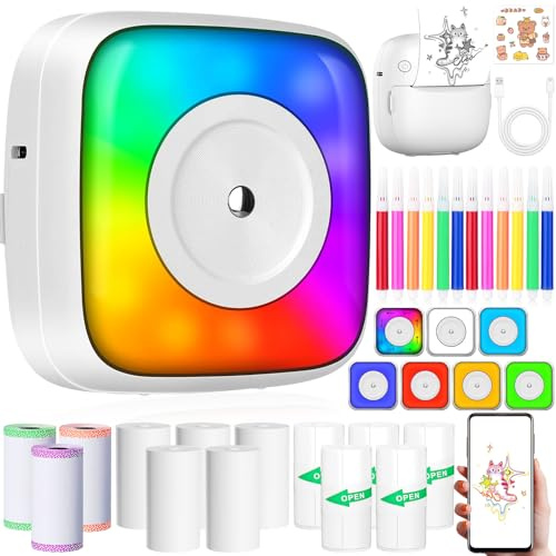 ZQEJEFD Mini Drucker, Tragbarer Mini Fotodrucker Thermodrucker Smartphone Taschendrucker, Mobiler Fotodrucker, Wireless Bluetooth Fotodruckers Kompatibel mit Android & iOS, für Notizen, Journal, Liste