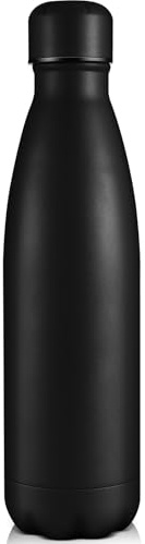 Volhoply 750ml Insulated Water Bottle, Double Wall Stainless Steel Vacuum Bottles, Keeps Cold 24H & Hot 12H, BPA Free Leak Proof Bottles (Black,1 Pack)
