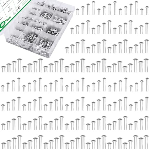 Yauhar 420 Stück M3 M4 M5 M6 × 10 mm 14 mm 20 mm 25 mm massive Aluminium-Flokorkopfnieten, hochfeste Universal-Nietverschlüsse für Metallverbindungen und Reparaturen