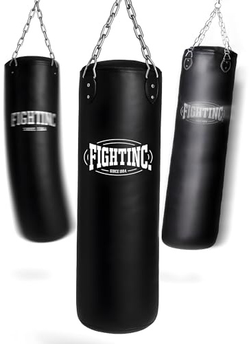Fightinc. Boxsack Classic GEFÜLLT/UNGEFÜLLT/MIT FÜLLUNG 80 100 120 150 180 cm bis 50kg ideal für Jugend & Erwachsene Kampfsport Training (GEFÜLLT, 100cm)
