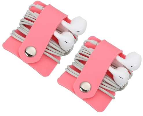 sourcing map 2pcs Earbuds Holder Case, Earphone Wrap Headphone Case Cord Manager Cable Organizer Winder, Pink