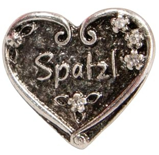 Alpenflüstern Ansteck-Pin Herz Spatzl - Trachten-Anstecker, Trachtenschmuck für Damen und Herren (antik-silber-farben) API146