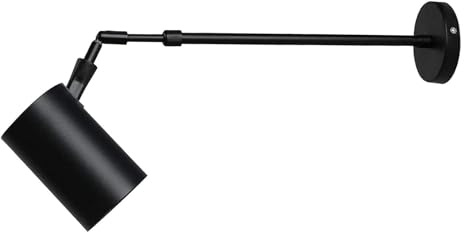 Faretti Da Lettura Telescopici A Braccio Lungo In Stile Retrò Industriale, Faretti Da Parete Per Interni Regolabili, Faretti Da Parete Con Braccio Retrattile, Per Lettura, Scale Della Camera(Black,12w