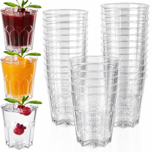 WEFHEF 40 Pcs Gobelet Plastique Dur Réutilisable, Verre Cocktail Incassable 220 ML, Petit Verrine Apéritif Réutilisable, Tasse Transparente Empilable, pour Anniversaire Mariages Fêtes Pique-Nique