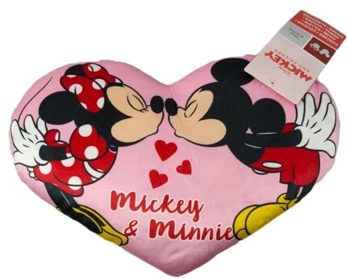 Disney Cojín Decorativo Infantil 3D (30-35 cm) (Mickey & Minnie Corazon) | | Personajes Mickey, Minnie, Spiderman, Barbie, Super Mario, Stitch, Patrulla Canina, Frozen | Tacto Terciopelo Belboa