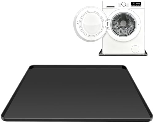 Bodenmatte für Den Kühlschrank, 60 x 60 cm Kühlschrankmatte, Silikon Kühlschrankmatten mit Erhöhtem Rand, Kühlschrank Tropfschalen, Multifunktional Kühlschranks Pads, für Waschmaschine(Schwarz)