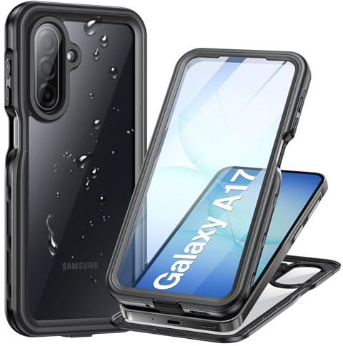 Lanhiem für Samsung Galaxy A17 5G Hülle IP68 Wasserdicht Stoßfest | Handyhülle 360 Grad Ganzkörper, Staubdicht Schneefest Outdoor Panzerhülle, mit Eingebautem Displayschutz, Schwarz