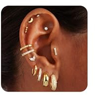 MILACOLATO Boucles d'Oreilles Femme Or Piercing Oreille Boucles d'Oreilles Acier Inoxydable Hypoallergéniques Creoles Piercing Tragus Cartilage Bijoux Femme Or 14K pour Piercings Multiples