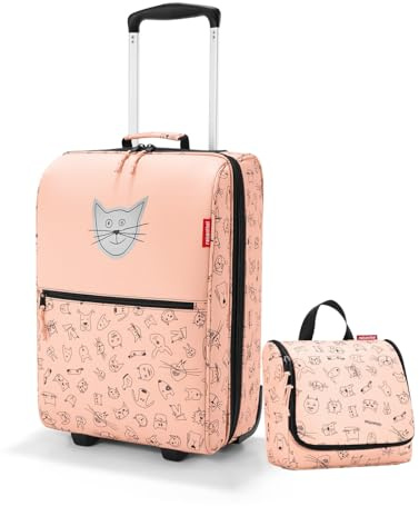 reisenthel Kids Set Cat’s & Dog’s Rose – Kinder Trolley XS 19 l + Toiletbag 3 l | Koffer & Kulturtasche im Set | Leicht, robust & kindgerecht für Reisen, Urlaub & Freizeit
