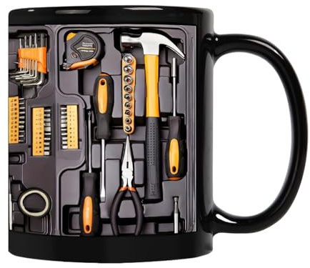 Mechaniker Werkzeug Tasse, Lustige Kaffeebecher Werkzeugkasten Set, Mechaniker Tasse Schwarz, 11 Unzen Keramik Kaffeetassen Mit Griff, Mechanikers Werkzeugkiste Kaffeetasse Für Ingenieur Männer