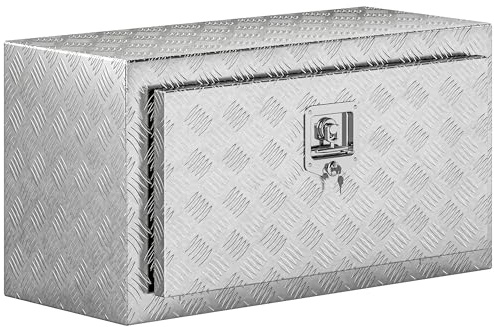 HOMCOM Caja de herramientas de aluminio con cerradura y 2 llaves, caja portaútiles de 96 litros, resistente e impermeable, caja portaobjetos para camionetas, caravanas y remolques, 76,2 x 35,5 x 40,6