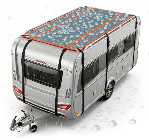 WALSER Protection grele Camping-Car/Caravane Perma Protect, Garage Anti-grele Taille Universelle, Housse Protection vehicule Loisirs - Taille M (300 x 200 cm) Gris