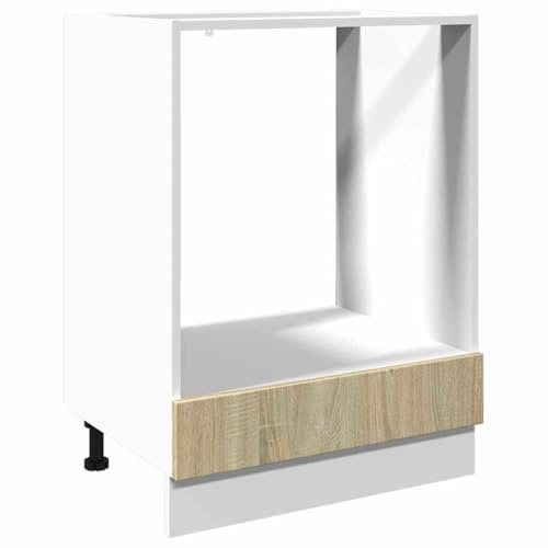 zylophax Herdumbauschrank Sonoma-Eiche Holzwerkstoff 60x46x81,5 cm Küchenunterschrank kompakt mit verstellbaren Füßen und großem Fach für Backofen Mikrowelle platzsparend robust