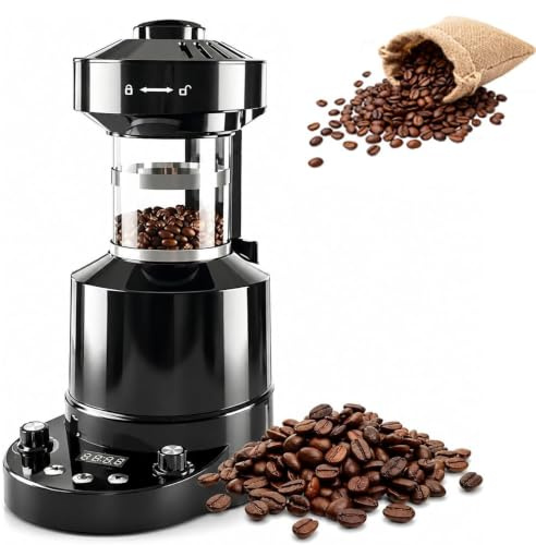 Tostadora de Café Eléctrica con Temporizador for Uso Doméstico Comercial | Máquina Tostadora de Café con Flujo de Aire Ajustable y Control de Tiempo Preciso for Granos