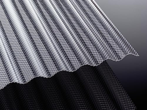 Highlux® Acrylglas-Profilplatte Wellplatte Lichtplatte, 3mm Stark, Sinus 76/18, glasklar, Wabenstrukt 1045mm x 4000mm