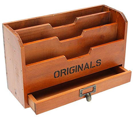 ausuky Vintage Style Briefständer aus Holz Postkarten-Halter Aufbewahrungsregal Dekoration Post Post Post Post Post Post Karte Storage Organizer