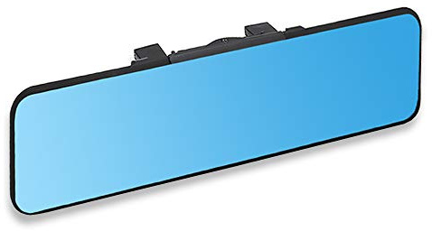 SkycropHD Anti Glare Car Interior Rear View Mirror, Clip on Wide Angle Rearview Mirror to Eliminate Blind Spots – Flat, Blue,11in (280mm)